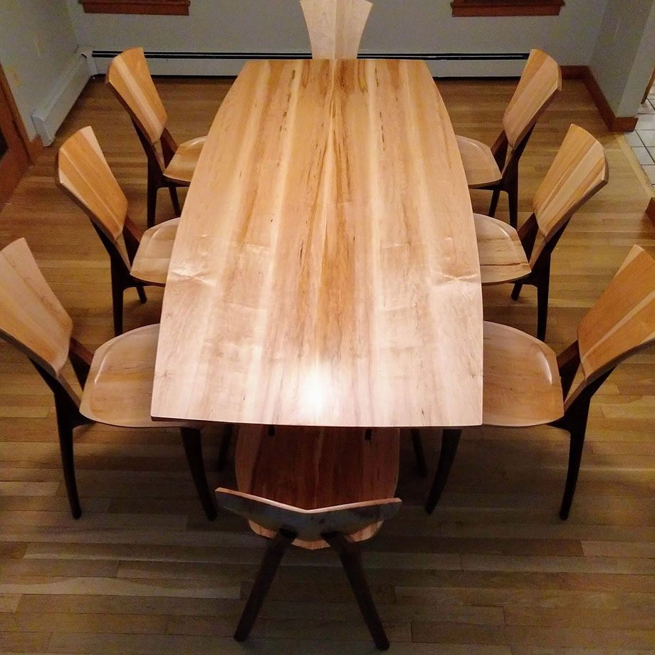 Still River Dining Set, Maple and Walnut, Brian Boggs Inspired Still River Dining Set, Maple and Walnut, Brian Boggs Inspired